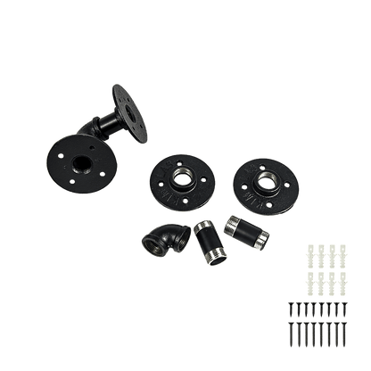 Industrial Black Iron Pipe Bracket Wall Mounted Floating Shelf - Set of 2