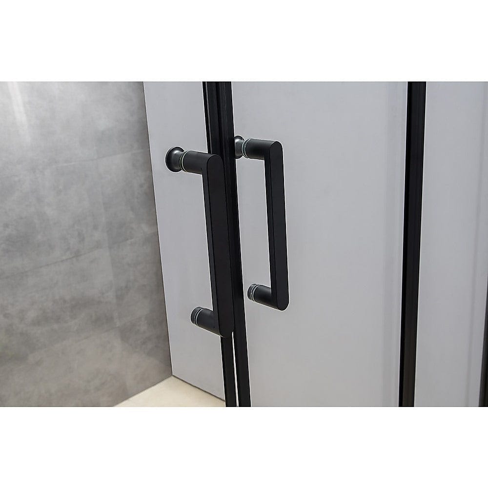 1400-1600mm  Sliding Door Safety Glass Shower Screen Black By Della Francesca