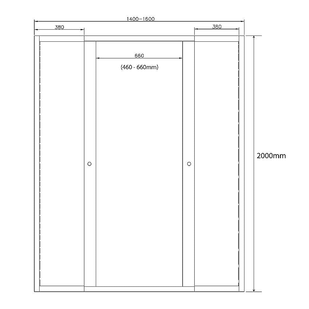1400-1600mm  Sliding Door Safety Glass Shower Screen Black By Della Francesca