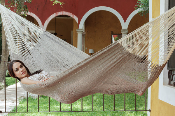 Mayan Legacy Jumbo Size Outdoor Cotton Mexican Hammock in Dream Sands Colour