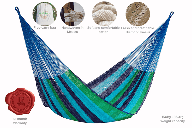 Outdoor undercover cotton Mayan Legacy hammock Family size Oceanica