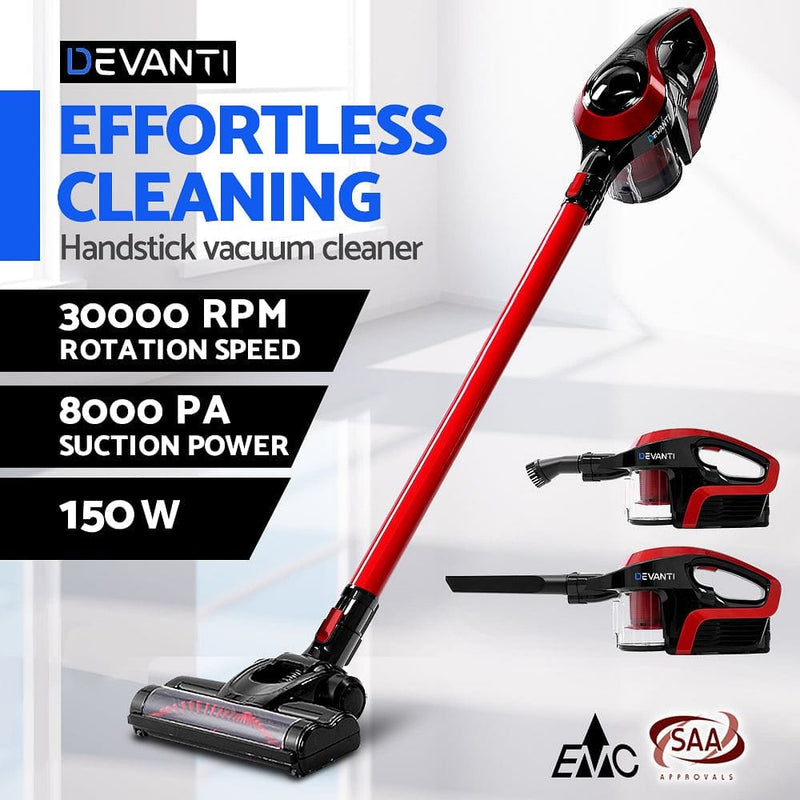 Devanti Handheld Vacuum Cleaner Bagless Cordless 150W Red