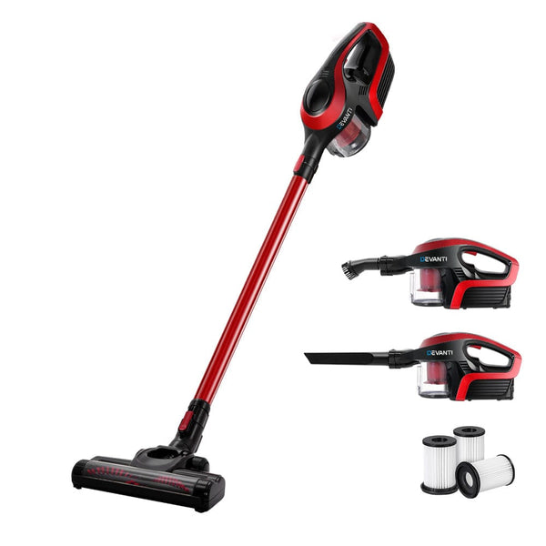 Devanti Handheld Vacuum Cleaner Cordless HEPA Filter Red 150W