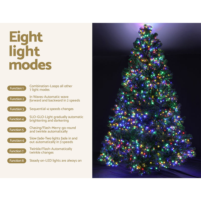 Jingle Jollys Christmas Tree 2.4M Xmas Tree Decoration 8 Light Mode Multi Colour