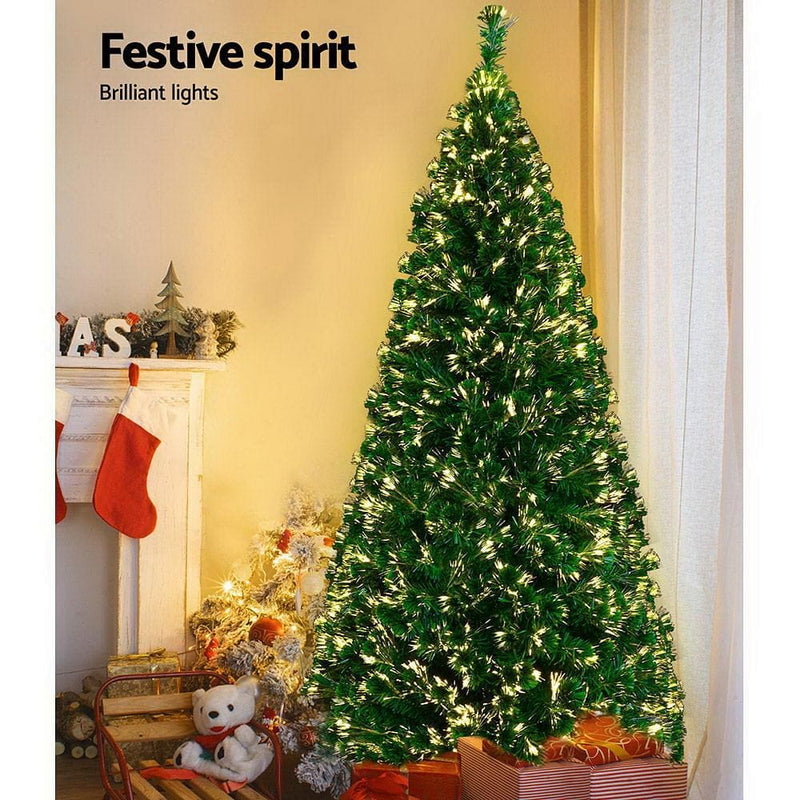 Jingle Jollys 1.8m Christmas Tree Optic Fibre LED Xmas tree Warm White