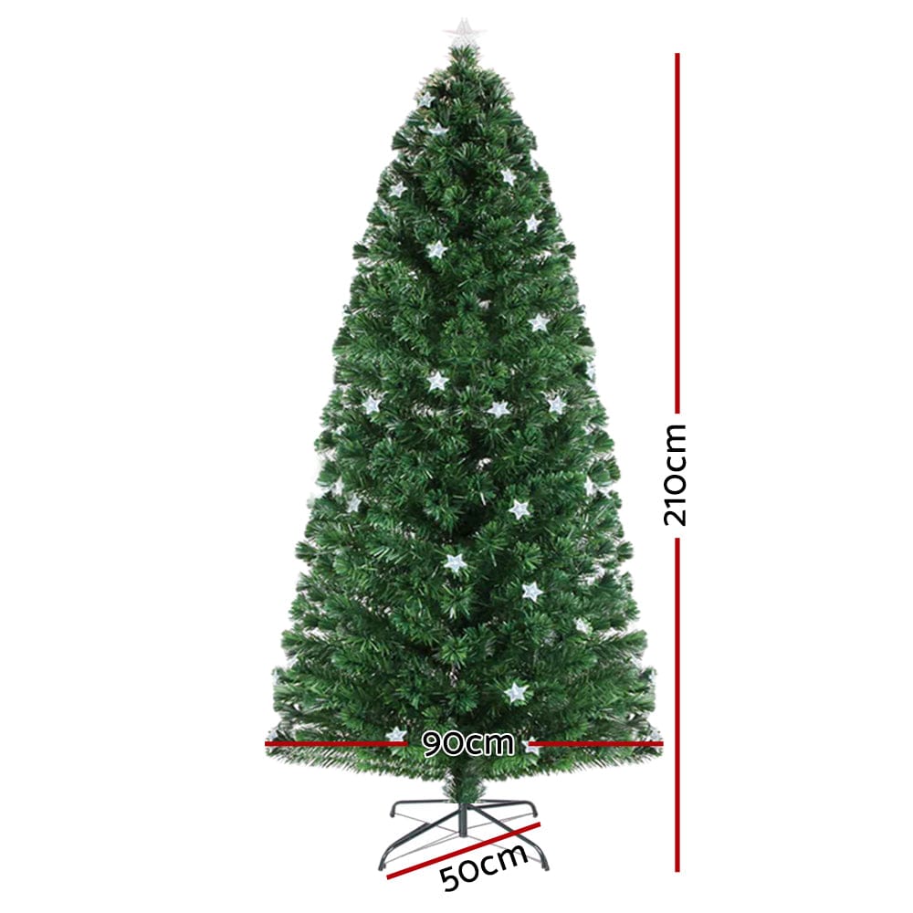 Jingle Jollys 2.1M 7FT LED Christmas Tree Xmas Optic Fiber Multi Colour Lights