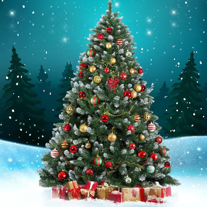 Jingle Jollys Christmas Tree 2.1m Snowy Xmas Tree Decoration 1000 Tips