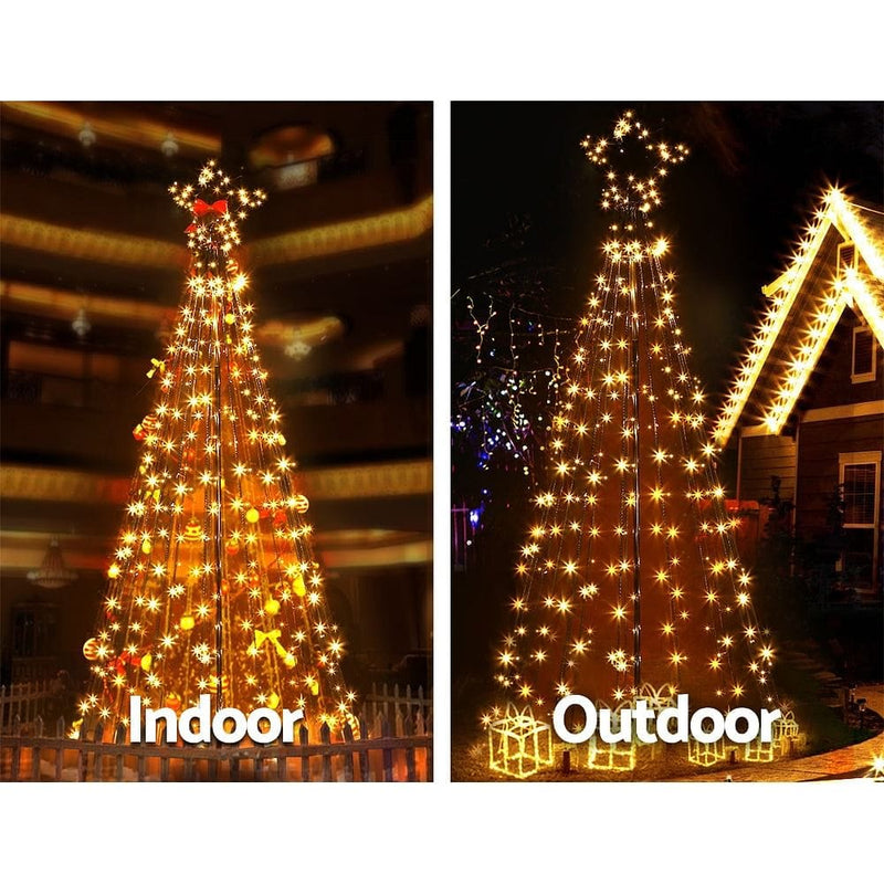 Jingle Jollys Solar Christmas Tree 2.1M Xmas Tree Decorations 8 Light Modes