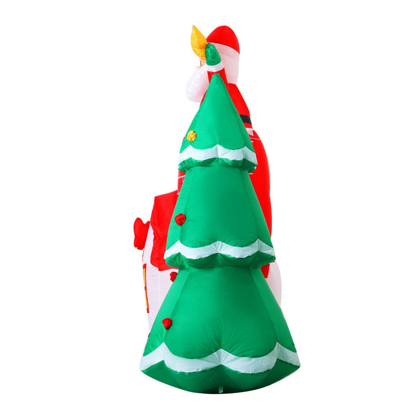 Jingle Jollys Christmas Inflatable Tree Santa 2.2M Illuminated Decorations