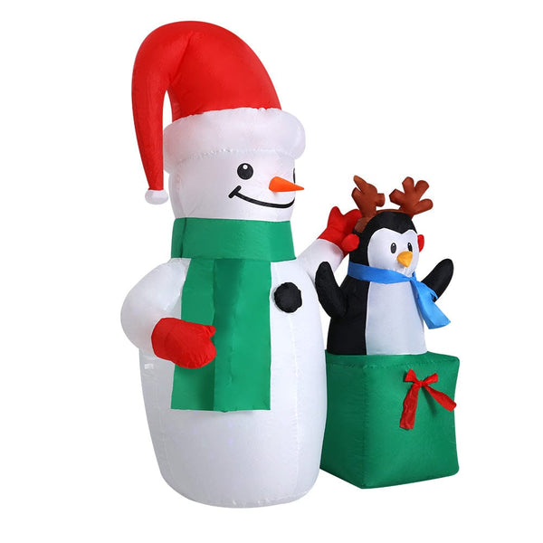 Jingle Jollys Christmas Inflatable Snowman 1.8M Illuminated Decorations