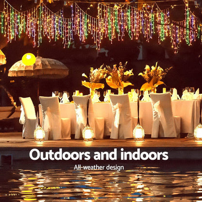 12.5M Christmas Lights Solar Icicle String Light Multi Colour Jingle Jollys