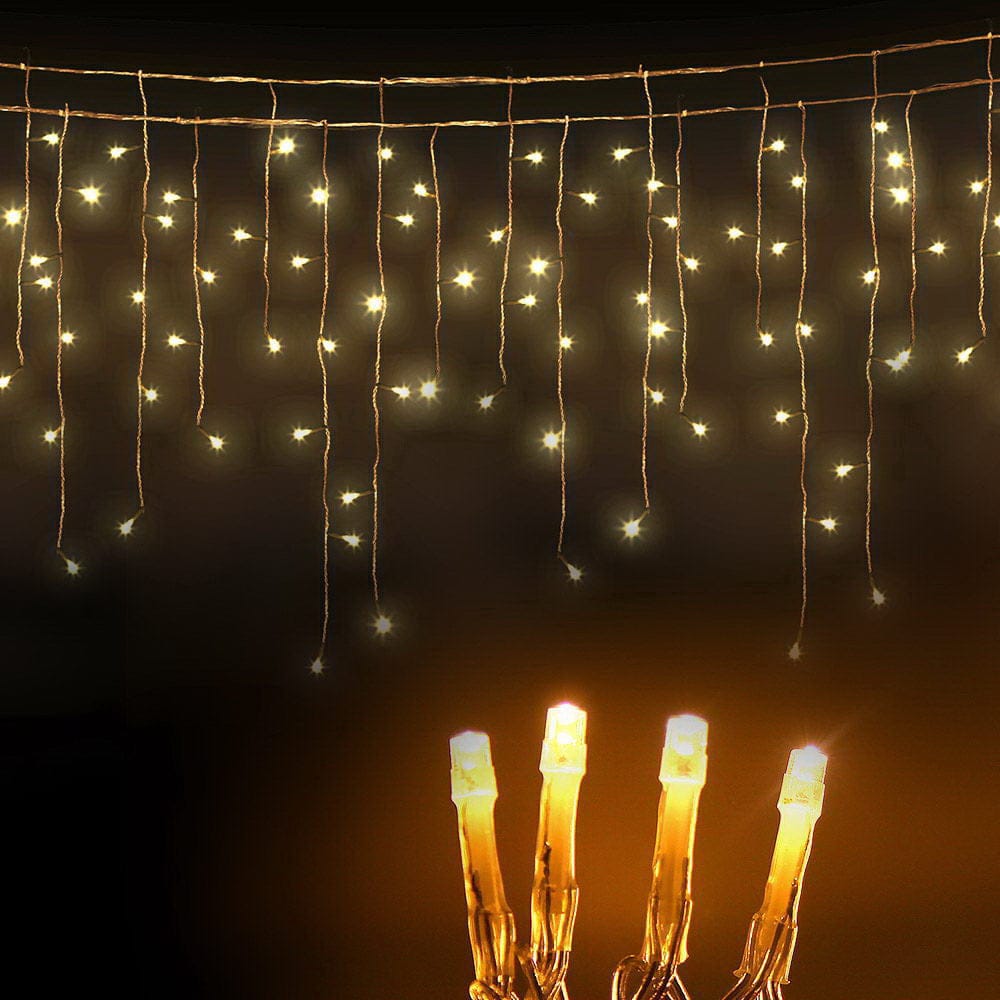 12.5M Christmas Lights Solar Icicle String Light Warm White Jingle Jollys