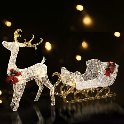 215 LED Christmas Lights Reindeer Sleigh Decorations Jingle Jollys