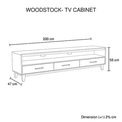 TV Cabinet with 3 Storage Drawers with Shelf in Wooden Entertainment Unit in Light Brown Colour