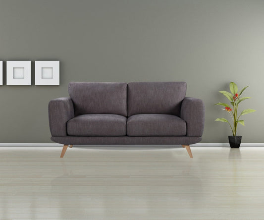 2 Seater Sofa Brown Fabric Lounge Set for Living Room Couch with Solid Wooden Frame